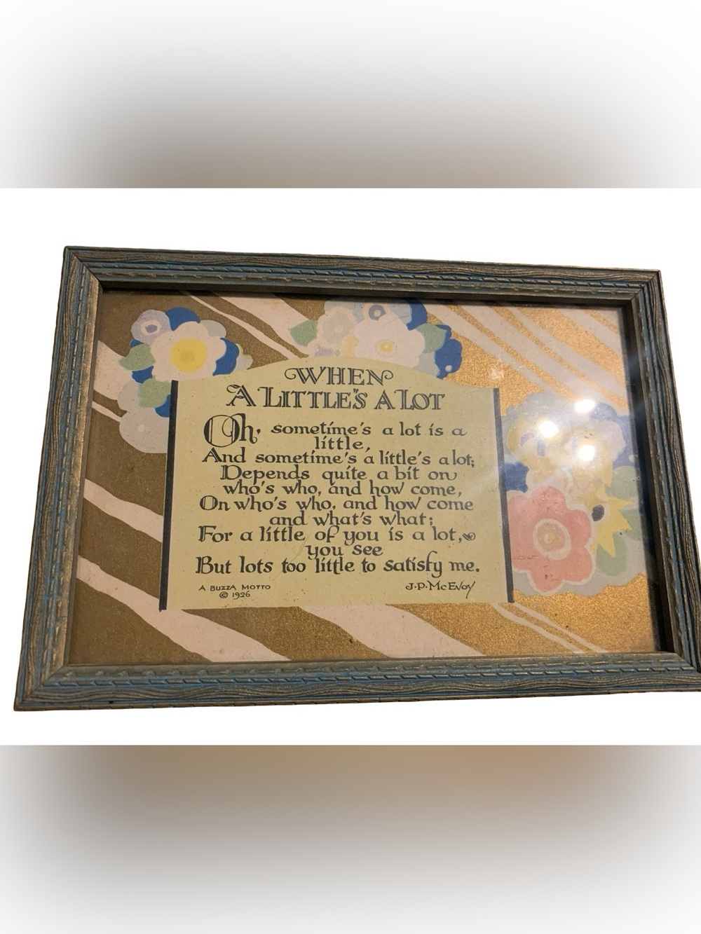 Vintage Buzza Motto 1926 “When A Little’s A Lot” J.P. McEvoy